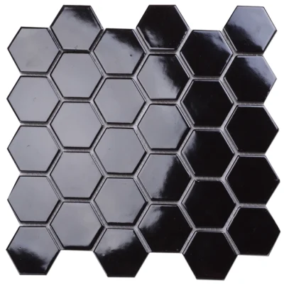Mosaico hexagonal de cerámica negro que brilla en la oscuridad, color 305X305 mm