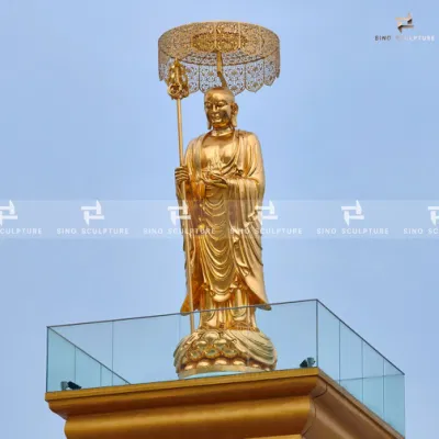 Estatua de Buda de bronce con hoja de oro personalizada del Bodhisattva Ksitigarbha