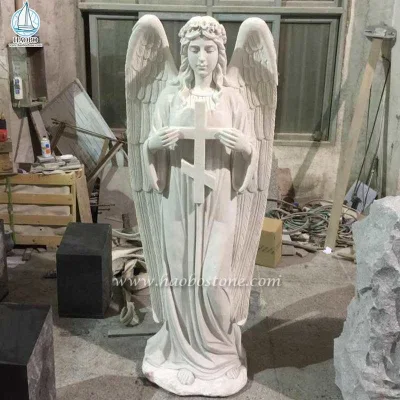 Escultura de mármol Cementerio Estatua del ángel Talla del ángel